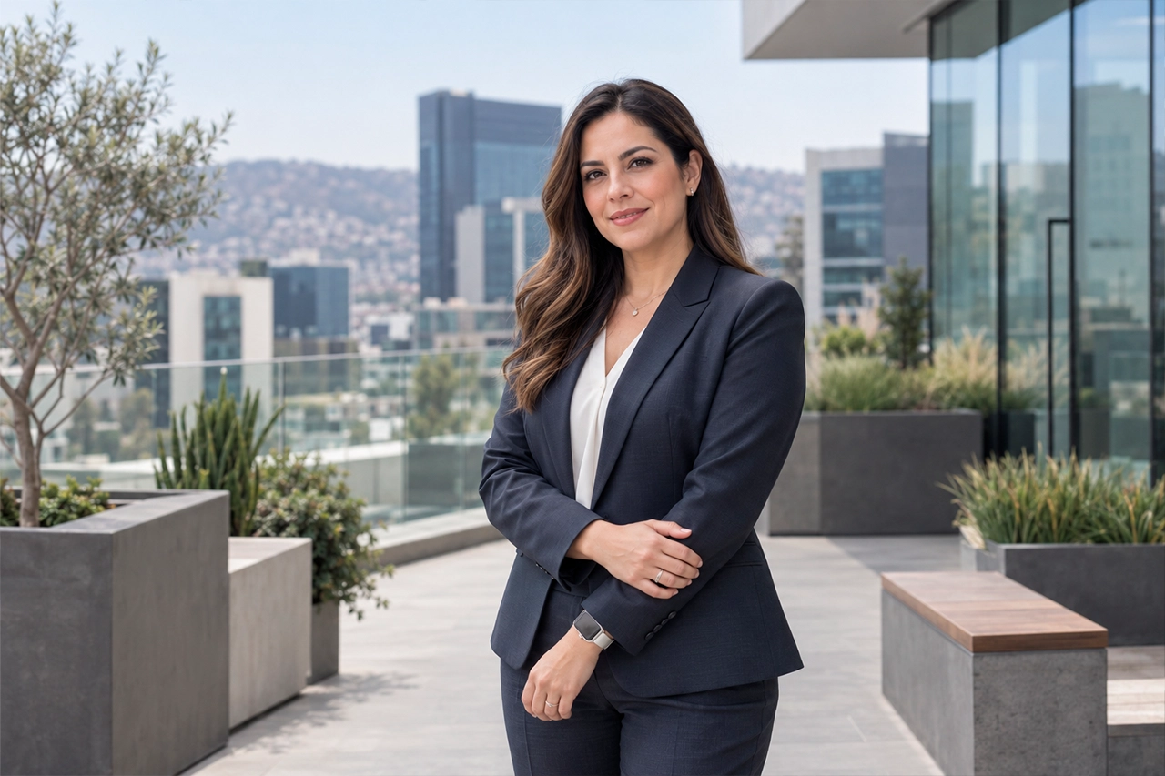 Ejecutiva mexicana de Talento Humano en entorno corporativo moderno representando el servicio de gestión integral de personal de GSE