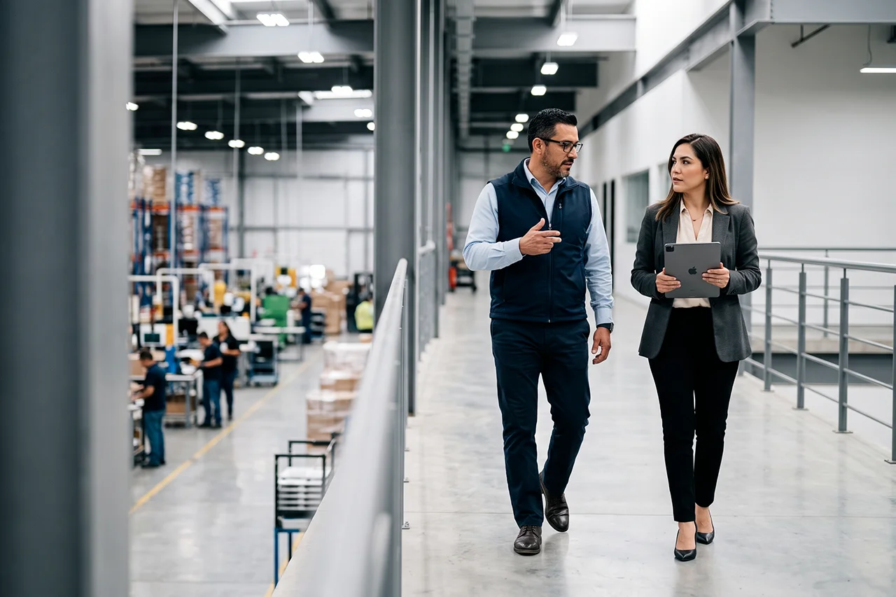 Profesionales mexicanos coordinando procesos en una operación empresarial