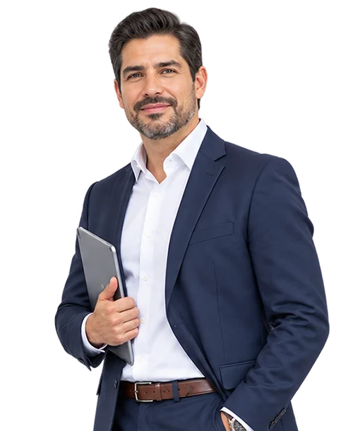 Asesor corporativo de GSE Talent Solutions con fondo transparente para sección CTA de asesoría empresarial
