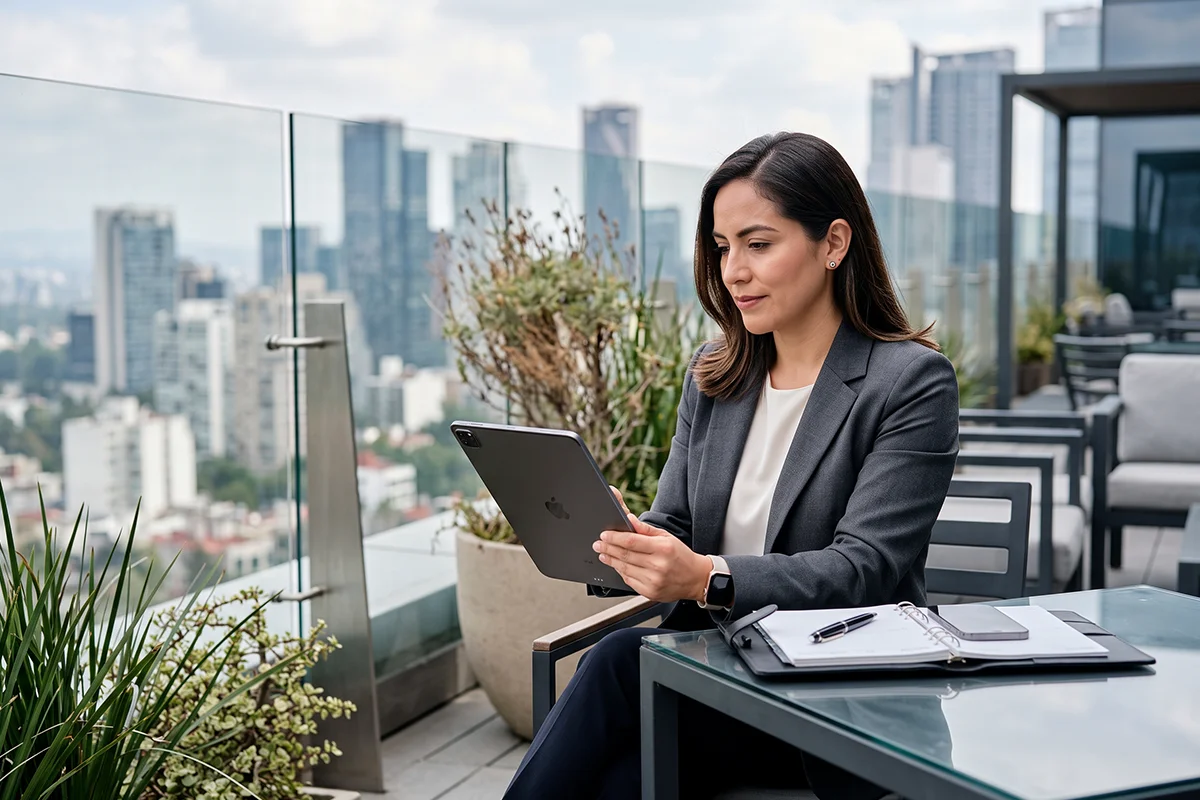 Profesional mexicana optimizando su perfil de LinkedIn para buscar empleo